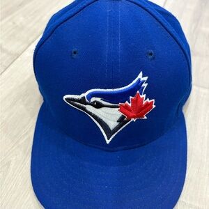 New Era Royal Blue Toronto Blue Jays Logo Fitted Hat with Red Maple Leaf